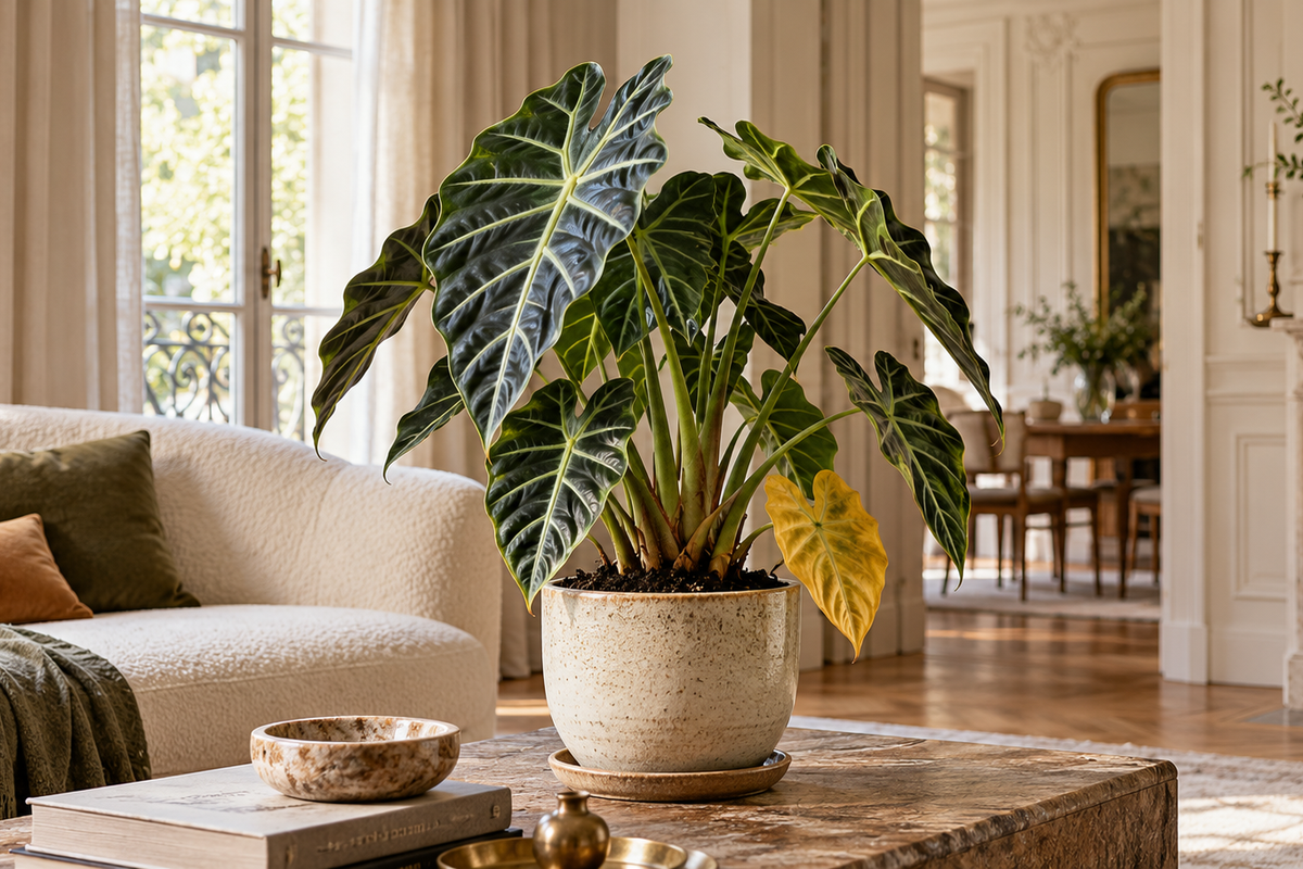 Alocasia aux feuilles jaunes : le diagnostic avant d’arroser